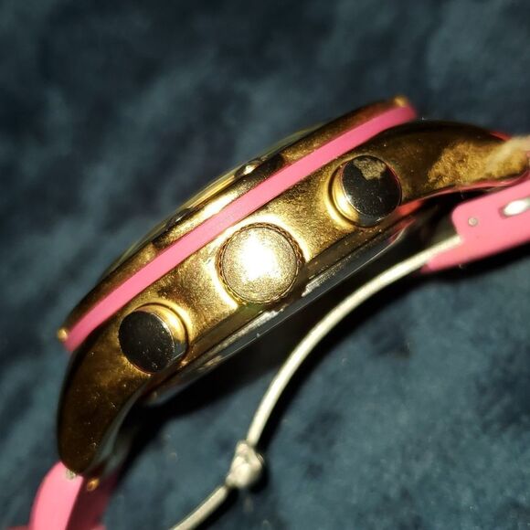 Rocawear Women's RL0129‎ Large Pink & Gold 3 Multifunction Enamel Bezel Watch - Picture 7 of 10